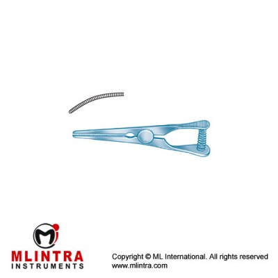 Mini-Glover Arteria Atrauma Bulldog Clamp Gently Curved Titanium, 50 mm Jaw Length 23 mm Mini-Glover Arteria Atrauma Bulldog Clamp Gently Curved Titanium, 50 mm Jaw Length 23 mm